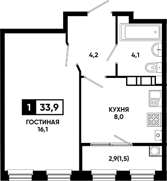 1-комн. Резиденция Софи