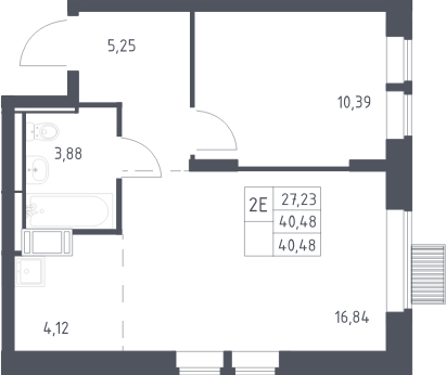 2-комн., 40.48 м², 16/17 этаж, ЖК «Большое Путилково»