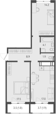 3-комн. квартира, 62.5 м² в ЖК Все Свои VIP — фото 2