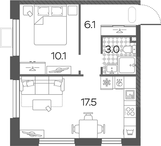 2-комн., 36.7 м², 7/24 этаж, ЖК «Лучи»