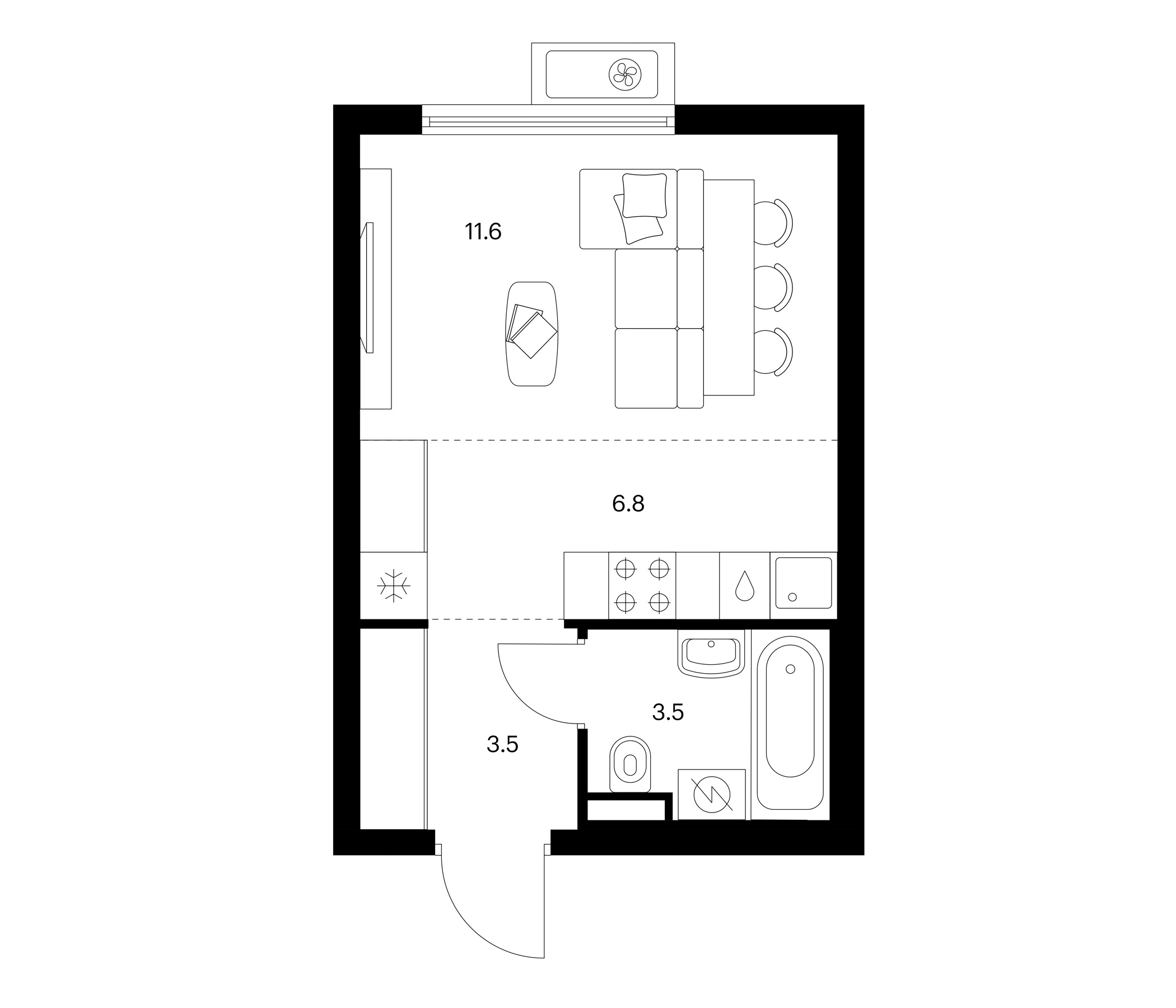 Студия, 25.4 м², 15/15 этаж, ЖК «Белая Дача парк»