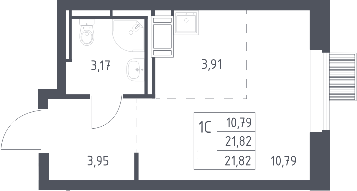 Студия, 21.82 м², 14/16 этаж, ЖК «Большое Путилково»