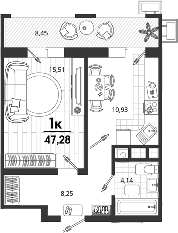 1-комн. квартира, 38.83 м² в ЖК Родные Просторы — фото 2