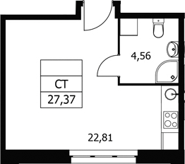 Студия, 27.37 м², 10/21 этаж, ЖК «Волковская 67»