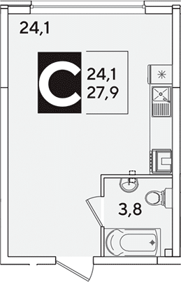 Продается 1-комн. квартира, 27.9 м² — фото 2