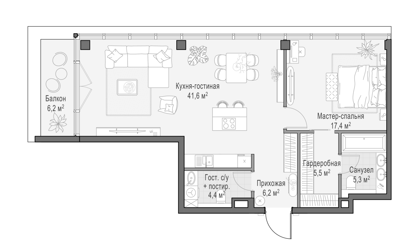 2-комн. Клубный квартал Фрунзенский