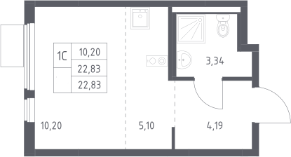 Студия, 22.83 м², 17/17 этаж, ЖК «Горки Парк»