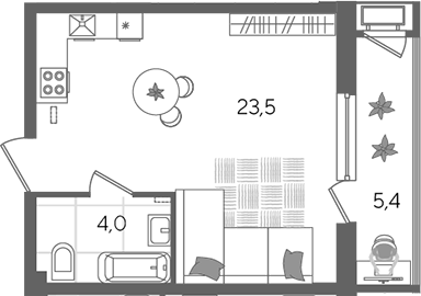 Студия квартира, 27.5 м² в ЖК Рекорд — фото 2