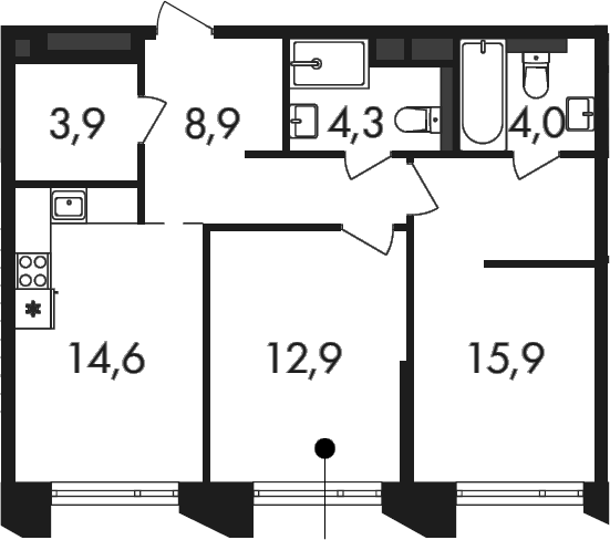 2-комн., 64.5 м², 10/21 этаж, ЖК «Петровский Парк II»
