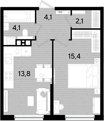 1-комн. квартира, 39.5 м² в ЖК DОГМА ПАРК — фото 2