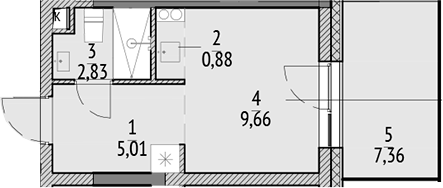 Студия, 18.38 м², 1/21 этаж, ЖК «N'ICE LOFT»