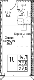 Студия, 27 м², 19/29 этаж, ЖК «Наметкин Тауэр»