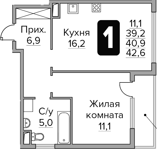 1-комн. Гранель Бригантина
