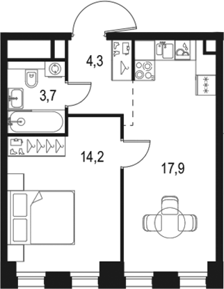 2-комн., 40.1 м², 30/40 этаж, ЖК «Левел Селигерская»
