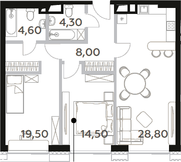 3-комн., 80.4 м², 22/52 этаж, ЖК «Will Towers»