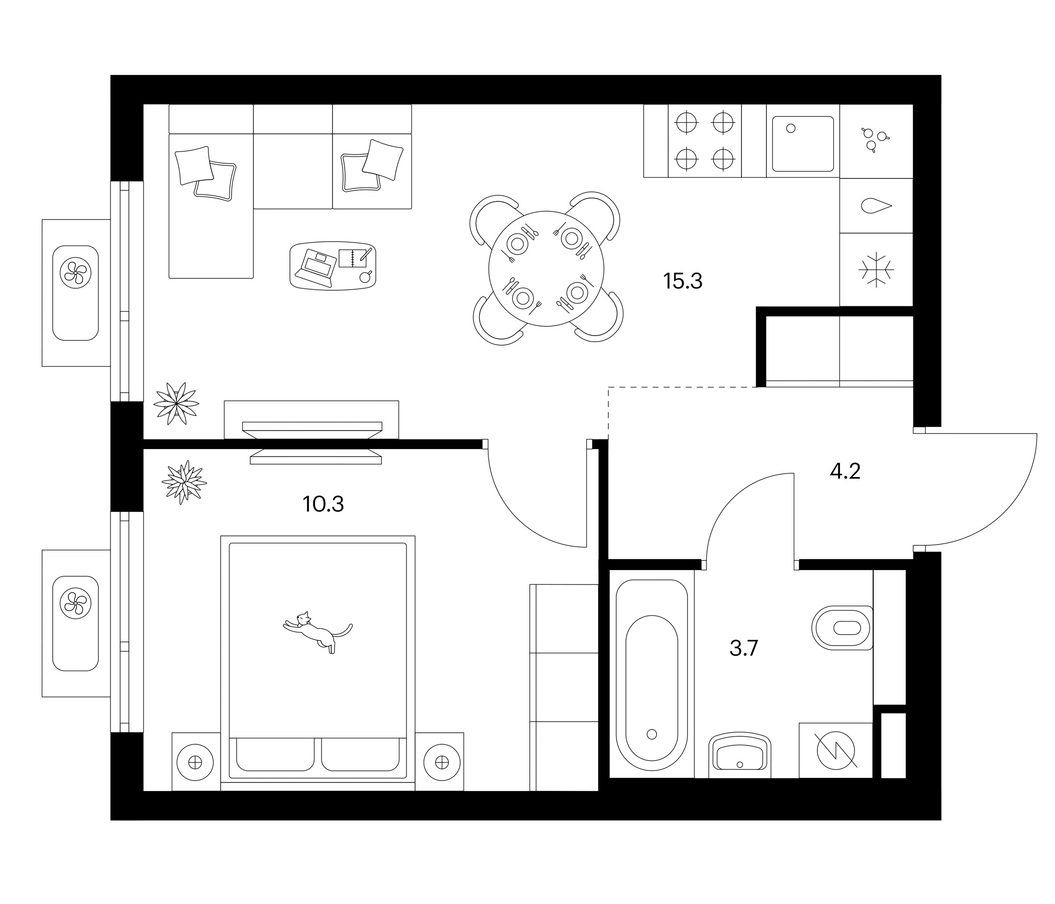 1-комн., 33.5 м², 6/25 этаж, ЖК «Белая Дача парк»