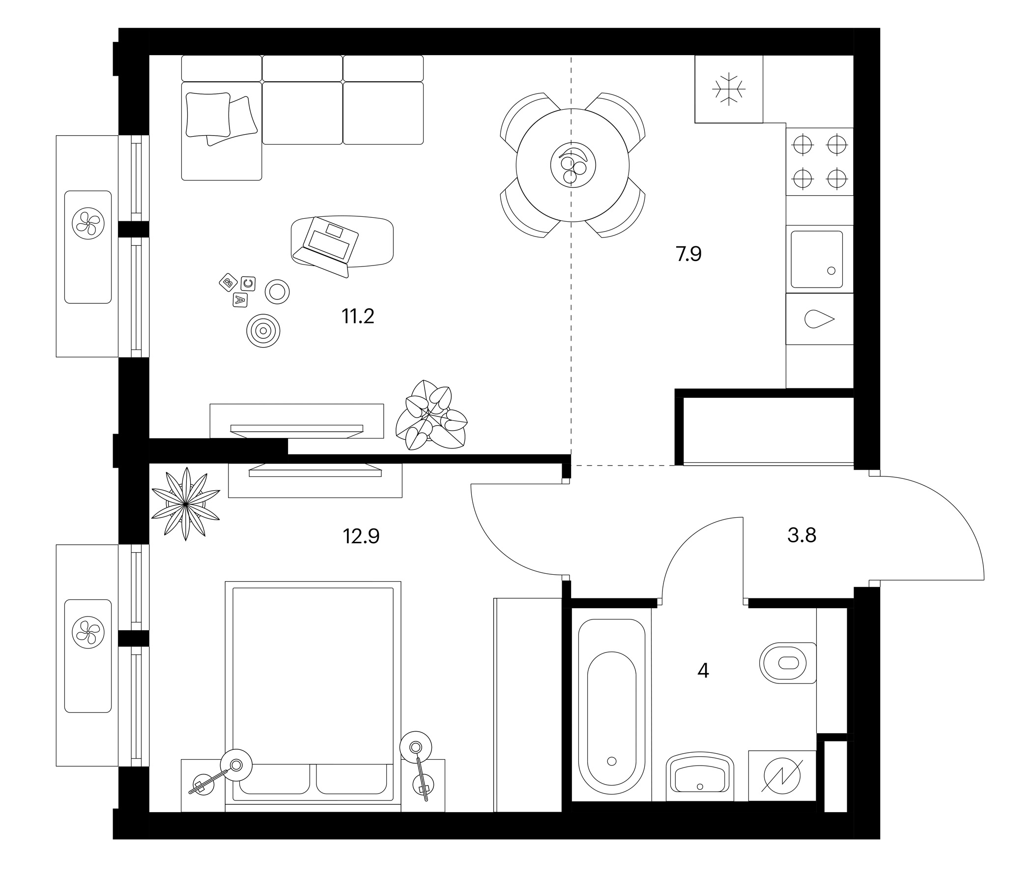 2-комн., 39.8 м², 8/15 этаж, ЖК «Белая Дача парк»