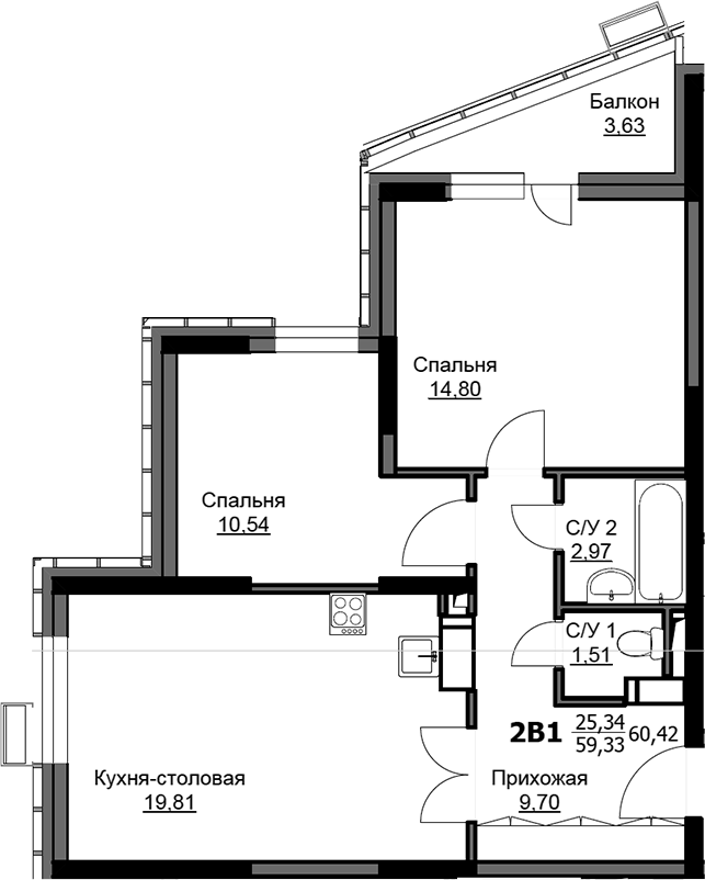 3-комн. Соболевка