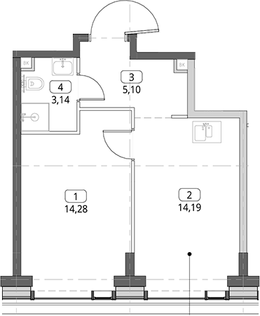 1-комн., 36.71 м², 7/26 этаж, ЖК «СИТИДЗЕН»