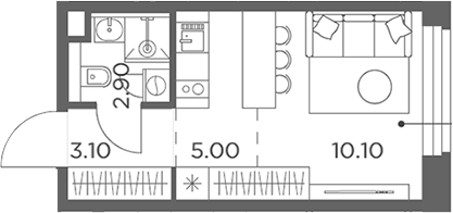 Студия, 21.1 м², 20/23 этаж, ЖК «Белый Град»