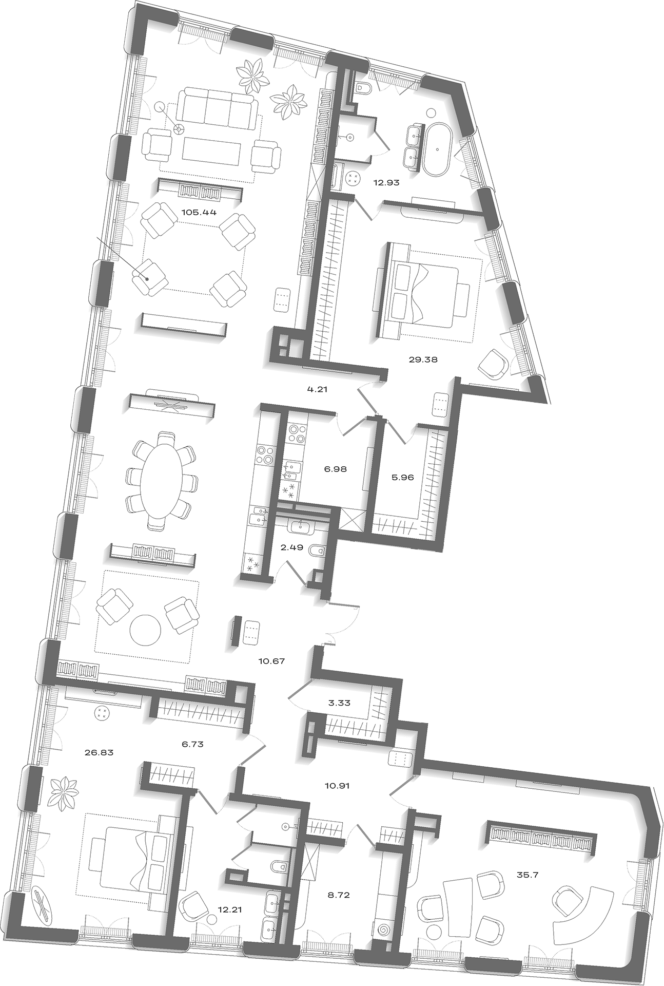 4+ комнаты, 295.58 м², 8/8 этаж, ЖК «Дом Соболева»