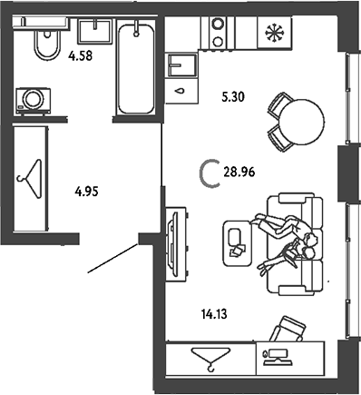 Студия, 28.96 м², 11/25 этаж, ЖК «Страна.Парковая»