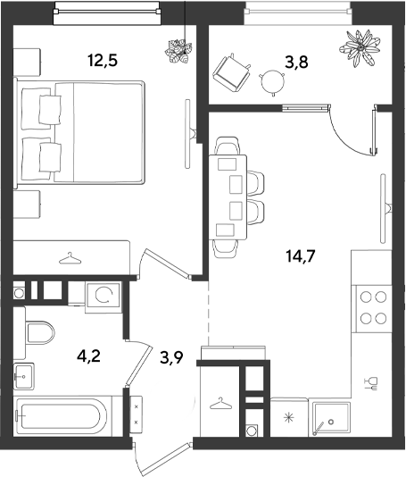 1-комн. квартира, 35.3 м² в ЖК Ридз — фото 2