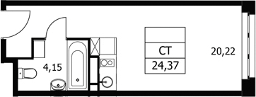 Студия, 24.37 м², 7/21 этаж, ЖК «Волковская 67»