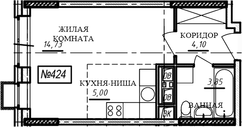 Студия, 27.7 м², 14/16 этаж, ЖК «Краснофлотский»