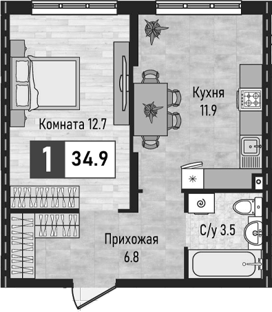 1-комн. Живописный