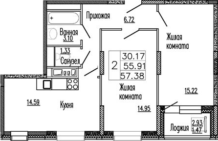 2-комн. Клевер
