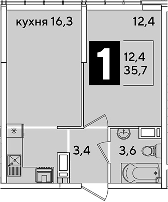 2-комн. квартира, 35.7 м² в ЖК Самолет — фото 2