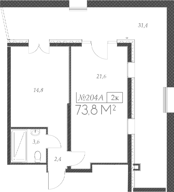 2-комн. квартира, 42.4 м² в ЖК Морелло — фото 2