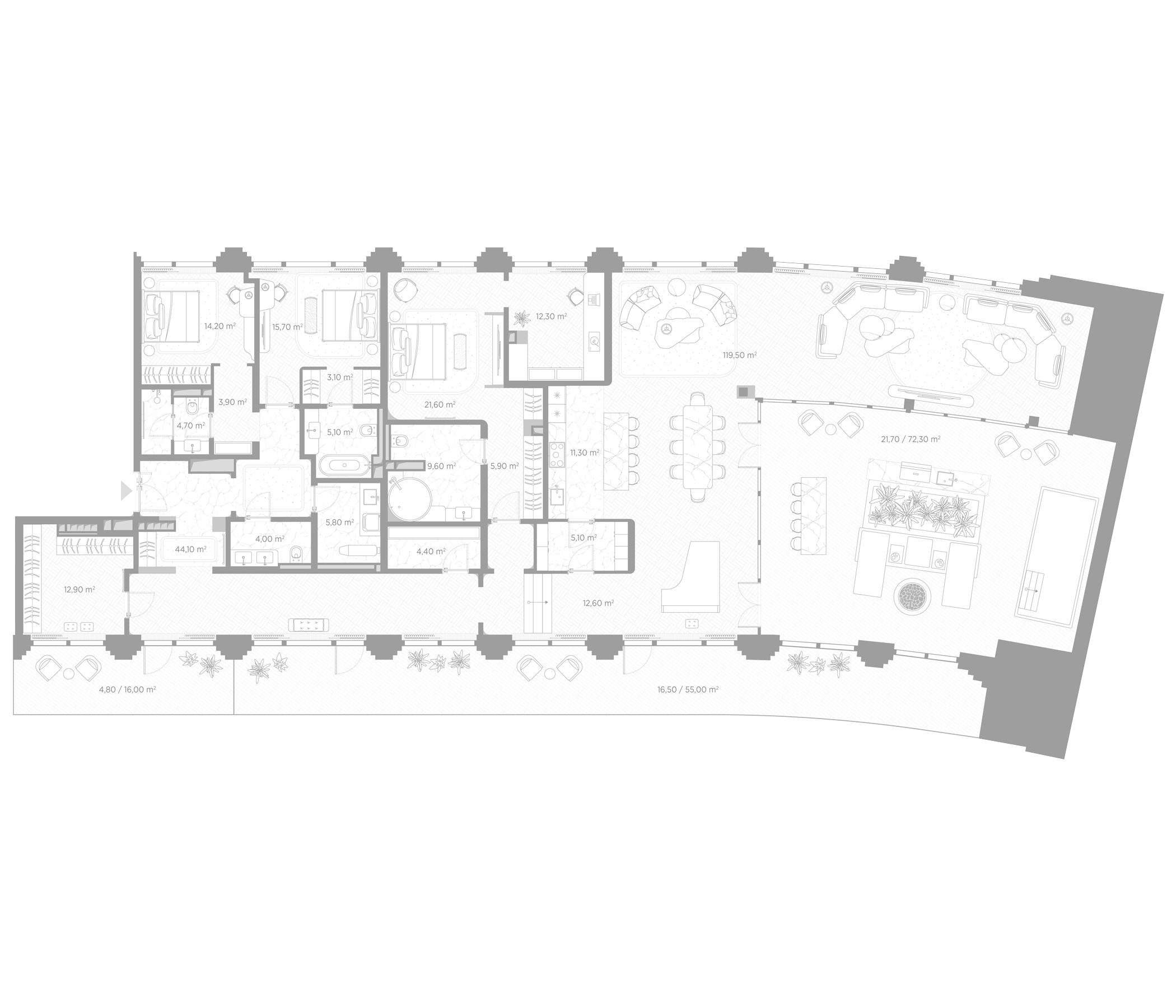 3-комн., 320.6 м², 6/7 этаж, ЖК «Николь»