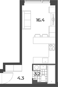Студия, 23.9 м², 49/52 этаж, ЖК «Вейв»