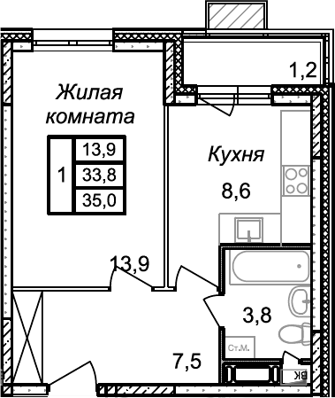1-комн. Квартал Светлый