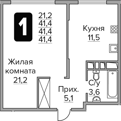 1-комн. Гранель Бригантина