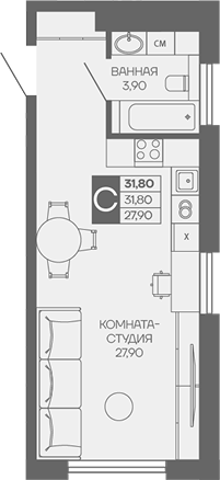 Студия квартира, 31.8 м² в ЖК Иначе в Молодежном — фото 2