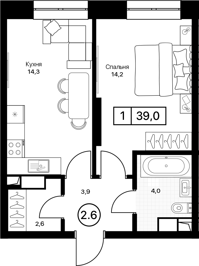 1-комн., 36.8 м², 8/13 этаж, ЖК «Пушкино Град»