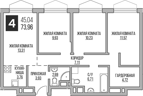 4-комн. Гранель Коломенское