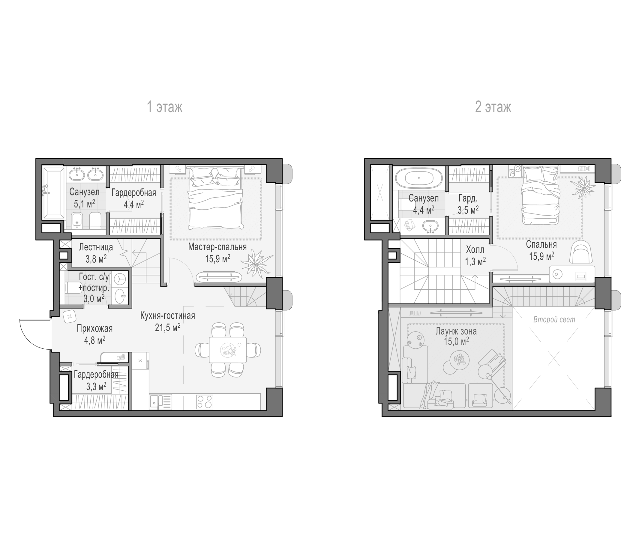 3-комн., 88.4 м², 2/8 этаж, ЖК «Дом Палашевский 11»