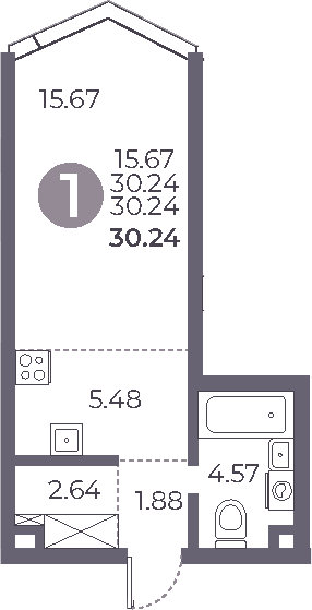 Студия, 30.24 м², 12/27 этаж, ЖК «Мневники от Гранель»