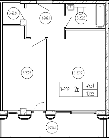 2-комн. квартира, 49.31 м² в ЖК Лучи — фото 2