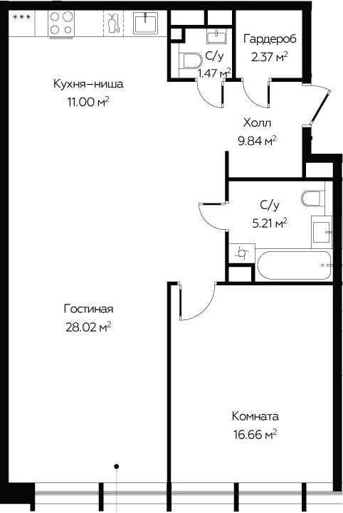 2-комн. Октябрьская 98