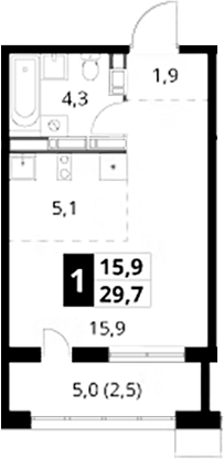 Студия, 27.2 м², 22/25 этаж, ЖК «1-й Саларьевский»