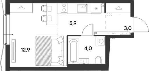 Продается 1-комн. квартира, 25.8 м²