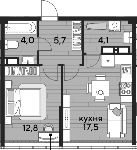 1-комн. квартира, 44.1 м² в ЖК DОГМА ПАРК — фото 2