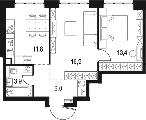 2-комн., 52 м², 17/50 этаж, ЖК «Левел Южнопортовая»