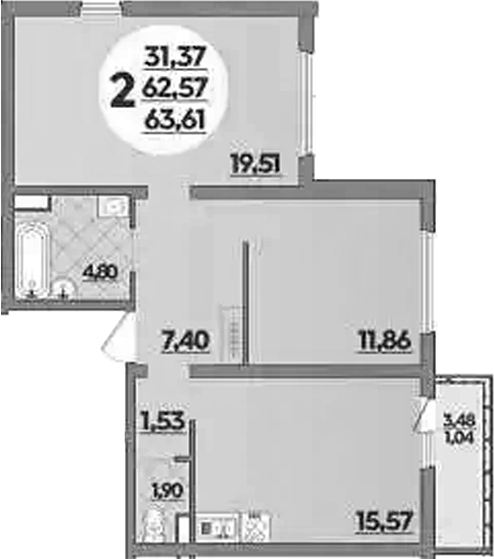 2-комн. квартира, 62.57 м² в ЖК Предгорье Лаго-Наки — фото 2