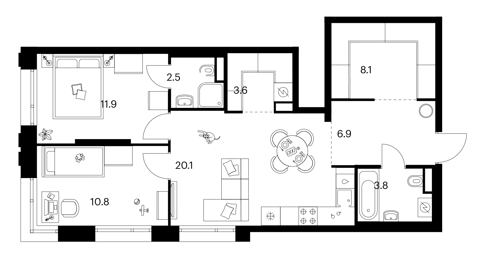 2-комн., 67.7 м², 8/29 этаж, ЖК «Москворечье»